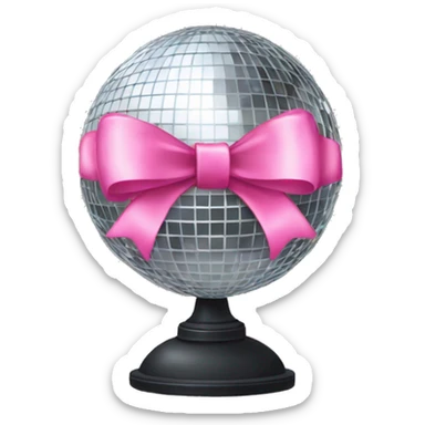 a disco ball with a pink bow  sticker