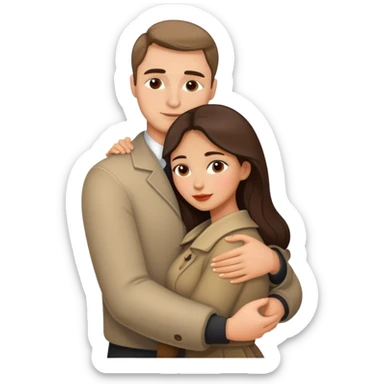 couple hug with warm Latina girl and russian man elegant sticker