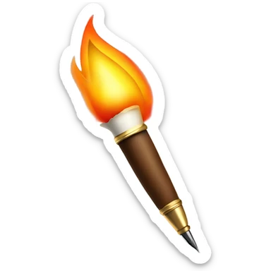quill pen with tip on fire sticker