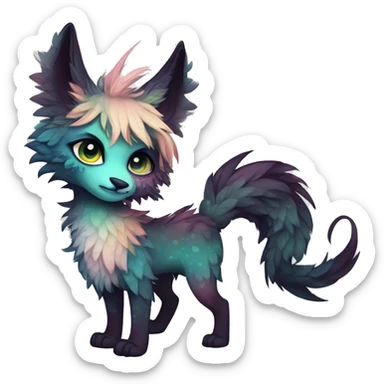 cute Kawaii edgy ethereal fantasy animal fursona Fionbri creature by griffsnuff & LiLaiRa & Falvie with exotic colors full body sticker