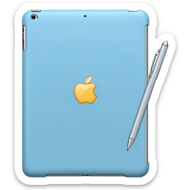 iPad in light blue case with silver stylus  sticker