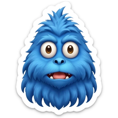 A skinny and lanky tall blue furry monster with a slightly triangular head put the top having a small curve going inward  sticker