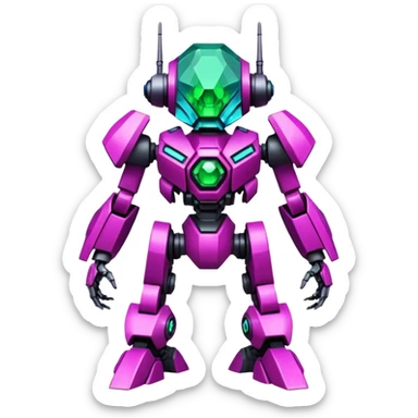 Edgy badass toxic poisonous shaky cool awesome epic sapphire emerald citron topaz magenta radioactive faulty rue ruby Tropical Futuristic Modern Mecha-Fakémon-hybrid-creature (full body)  sticker