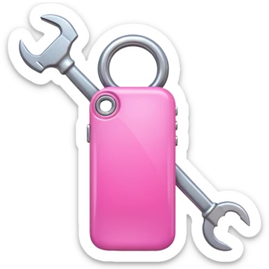 pink girly cellphone with a cute wrench sticker