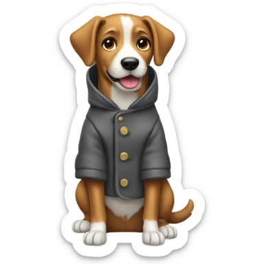 Dog wearing a coat sticker