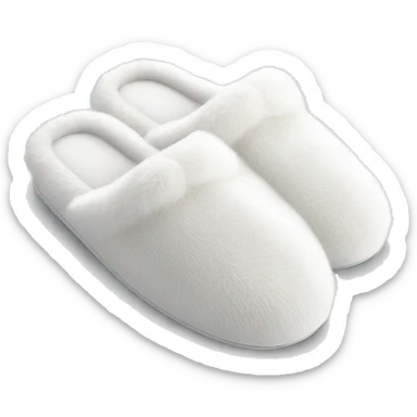 Luxury Fluffy white slip-on bath slippers that are used in hotels sticker
