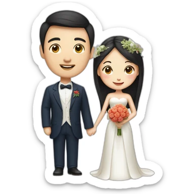 chinese woman and french men getting married sticker