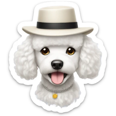 White Poodle in hat sticker