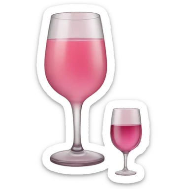 glass pink wine with a cup next to it sticker