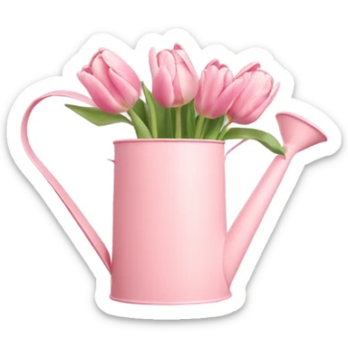 Tulips in pastel pink watering can  sticker