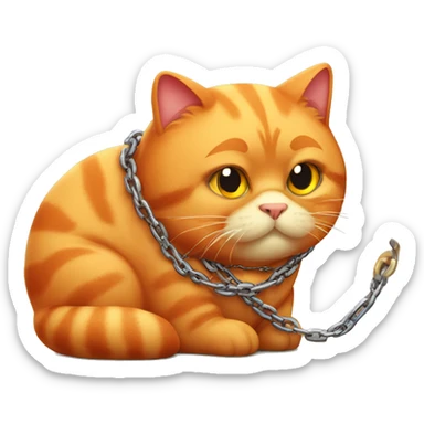 fat red cat with chain sticker
