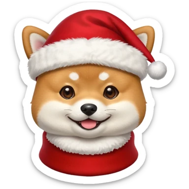 Shiba inu gif portant un chapeau de noel avec un pompon blanc qui bouge sticker