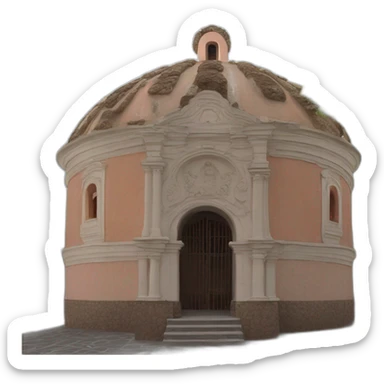 The Sanctuary of the Lord of La Piedad in Michoacan seen from the front including its dome sticker