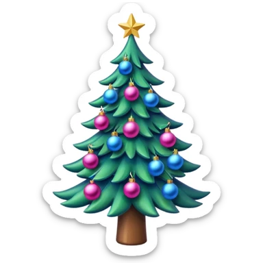 A Christmas tree pink and blue ornaments  sticker