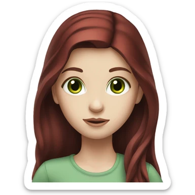 girl, dark red hair, long hair, green eyes, pale skin sticker