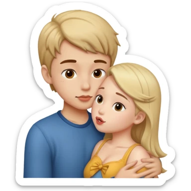 Boy kissing on girl boob sticker