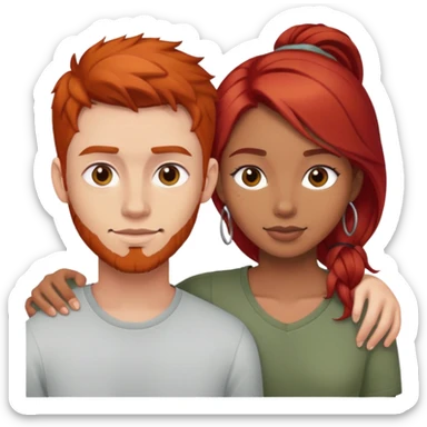 Red haired guy with mixed girlfriend  sticker