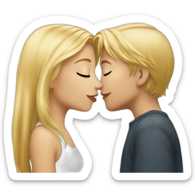 Boy blonde hair kissing girl sticker