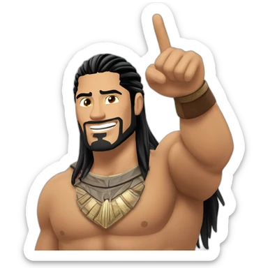 Roman reigns acknowledging himself as the tribal chief with his index finger pointing to the sky sticker