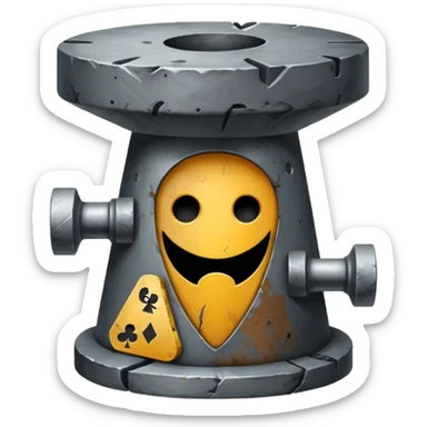 Iron anvil with poker face sticker
