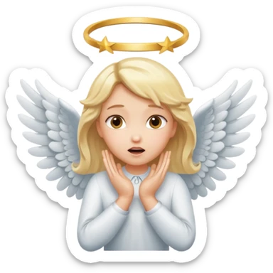 suprised angle, with wings, hands on cheeks sticker