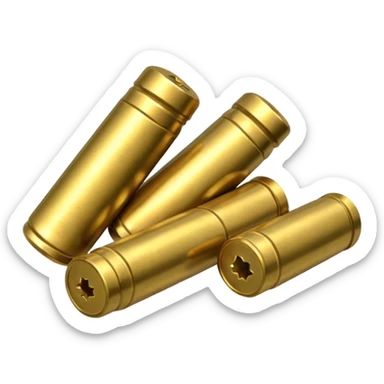 five gun bullets. four of them of one color and the fifth one of another color sticker