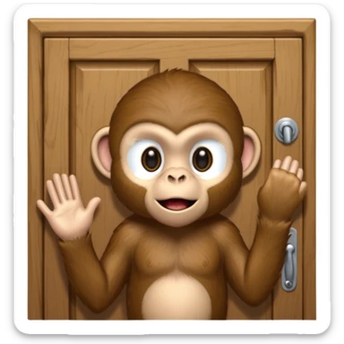 monkey knocking on door sticker