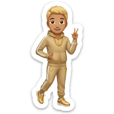 person wearing track suit and gold chain sticker
