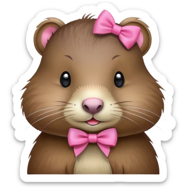 Nutria con un moño rosa sticker