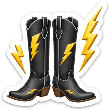 Lightning bolt cowgirl boots sticker