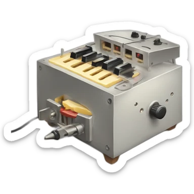 a mouse trap but instead of cheese it is a hardware synth in the trap sticker