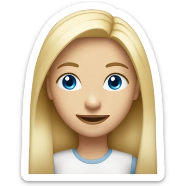 smiling blonde girl blue eyes straight hair portrait sticker