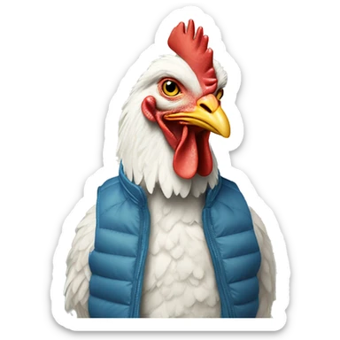 chicken wearing a Patagonia vest  sticker
