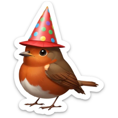 un rouge gorge a son anniversaire sticker