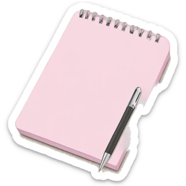 Pale pink notepad with pen sticker