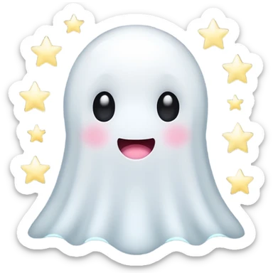 ghost kawai star white sticker