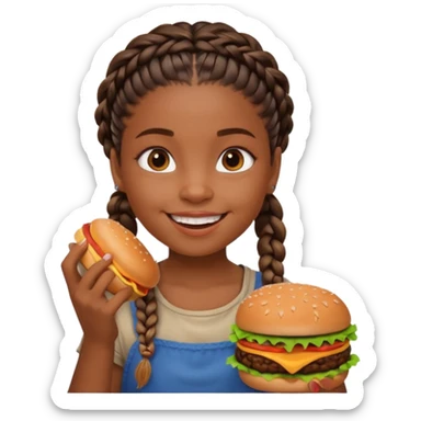 young black girl viking eating burger sticker