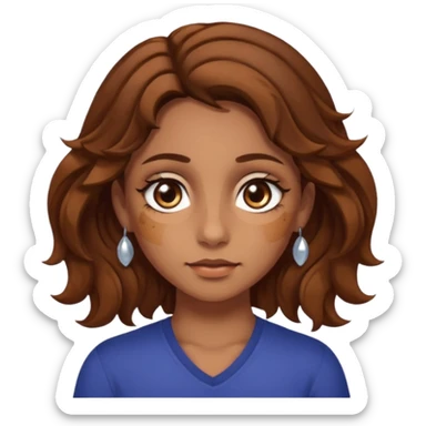 girl with wavy hair, almond shaped eyes, birthmark near her eye, tan, with lots of swag, cool, face piercings  sticker