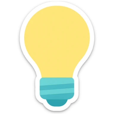 Light bulb icon,  flat emoji style, outline with blue and turquoise colors sticker
