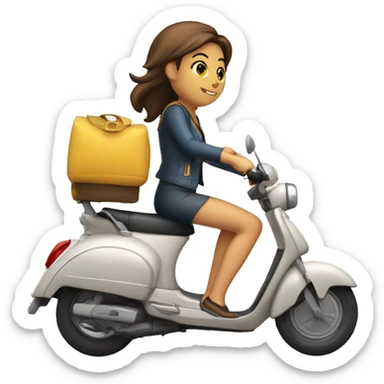 Chica conduciendo un ciclomotor vespino  sticker