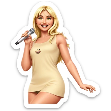 smiling girl with microphone sticker
