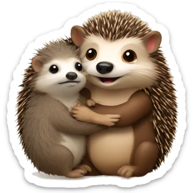 A hedgehog and otter cuddling sticker