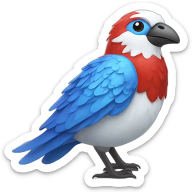 Fantasy bird white blue red sticker