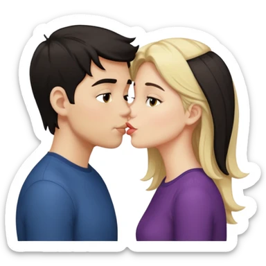 ragazzo moro che bacia una ragazza bionda scura sticker