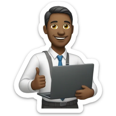 teacher of the school with a laptop in his hands sticker