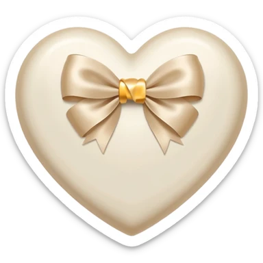 white heart with beige bow sticker