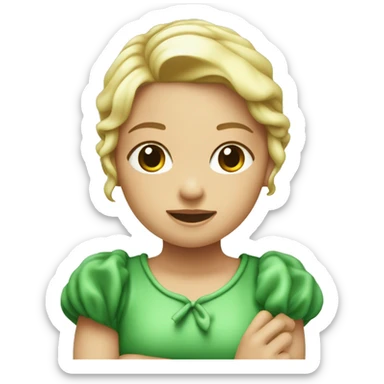 Crea una niña exploeadora con un pañuelo verde agua que sea rubia sticker