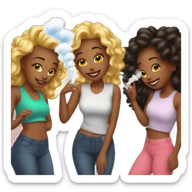 3 girls thogether who vape sticker