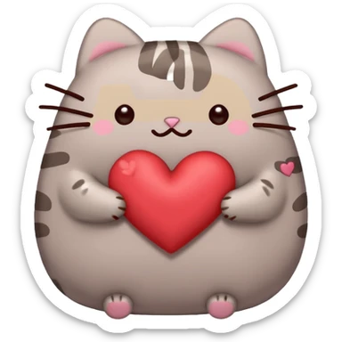 pusheen heart red sticker