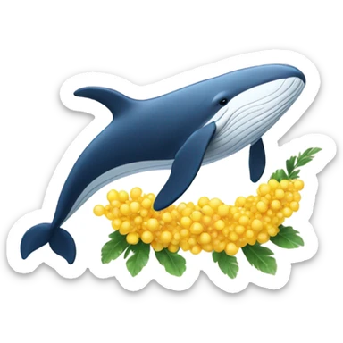 Whale with a mimosa sticker